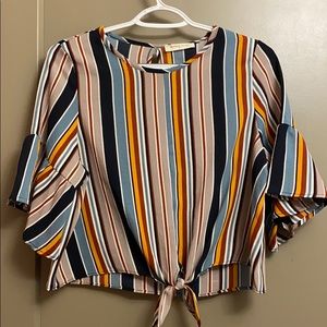 striped crop top with tie